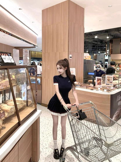 Knitted Top + Skirt Two Pieces Set