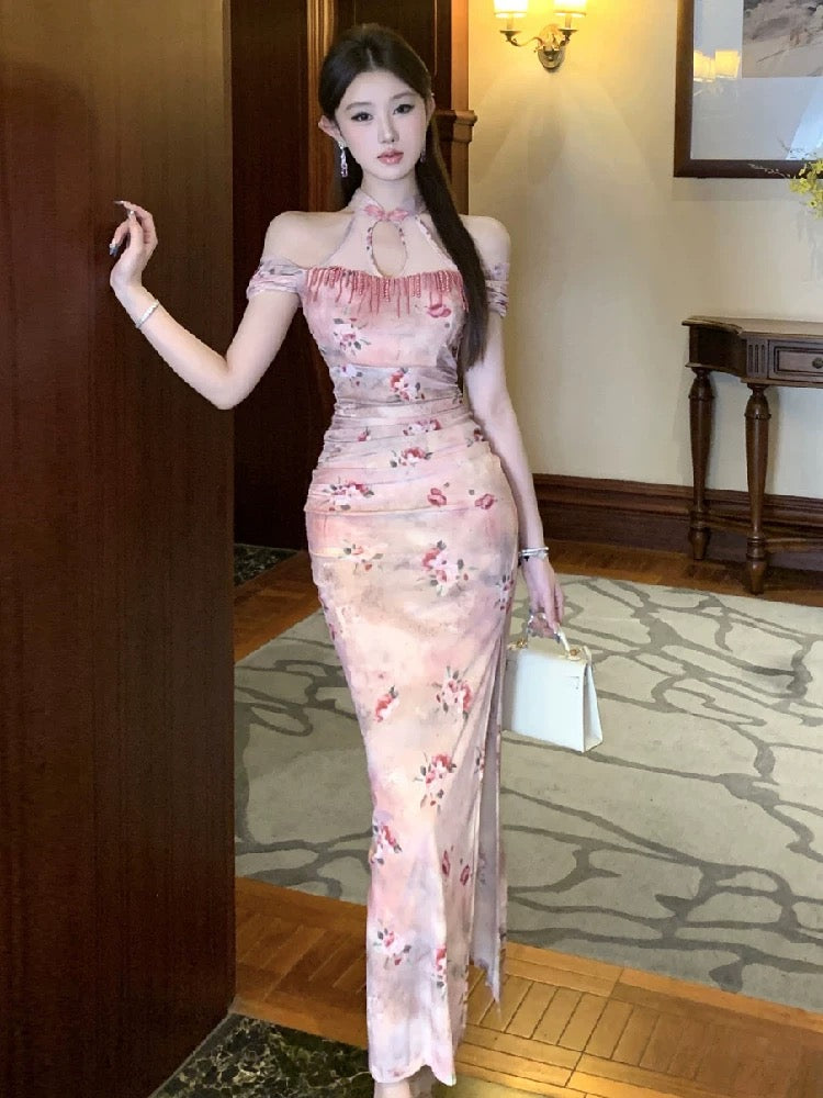 Pink Cheongsam CD044 Long Dress (S, M)