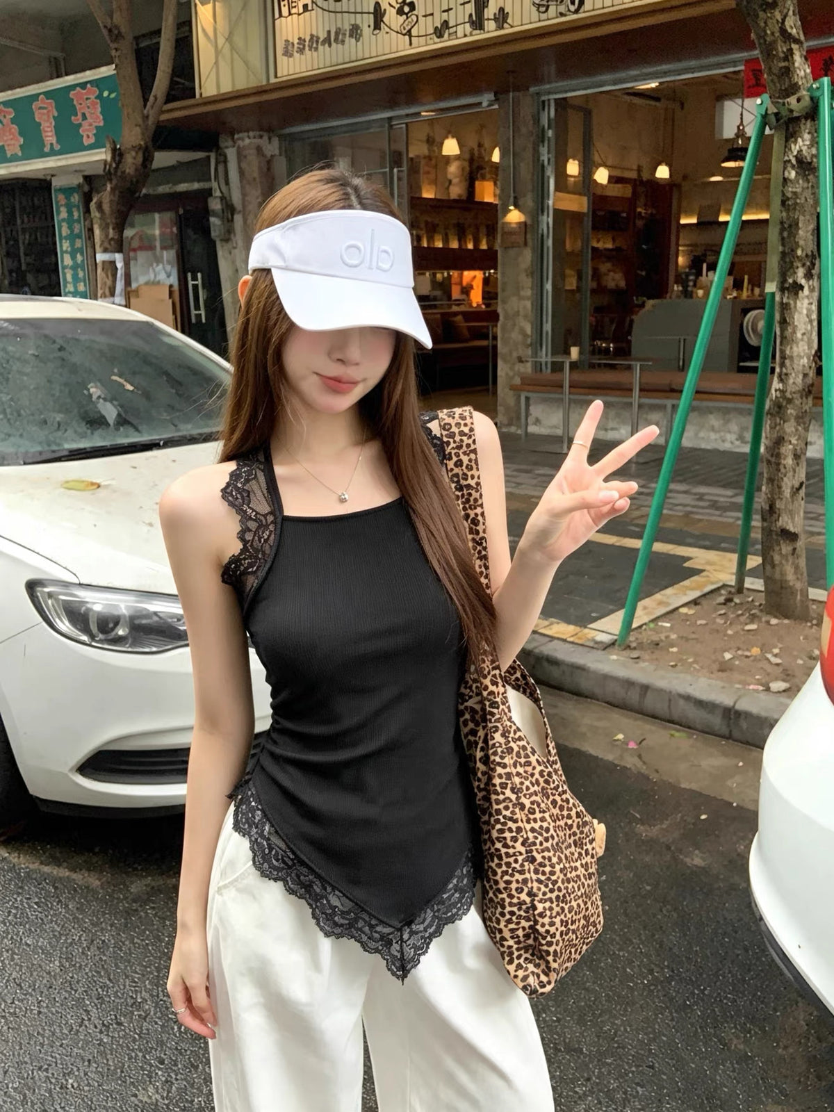 Black Mix Laces Knitted Unequal Top (XS, M)