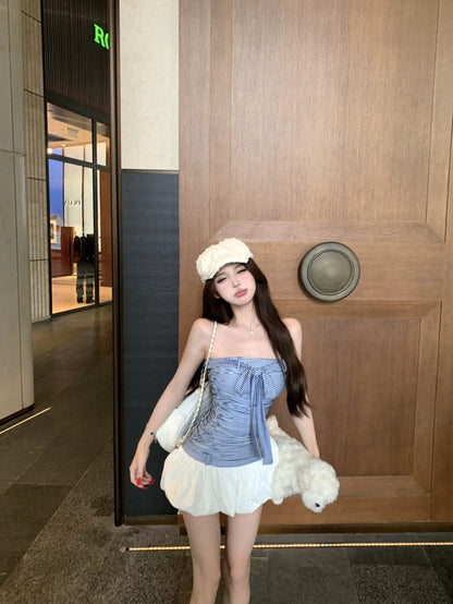 Blue Stripe Tube Dress