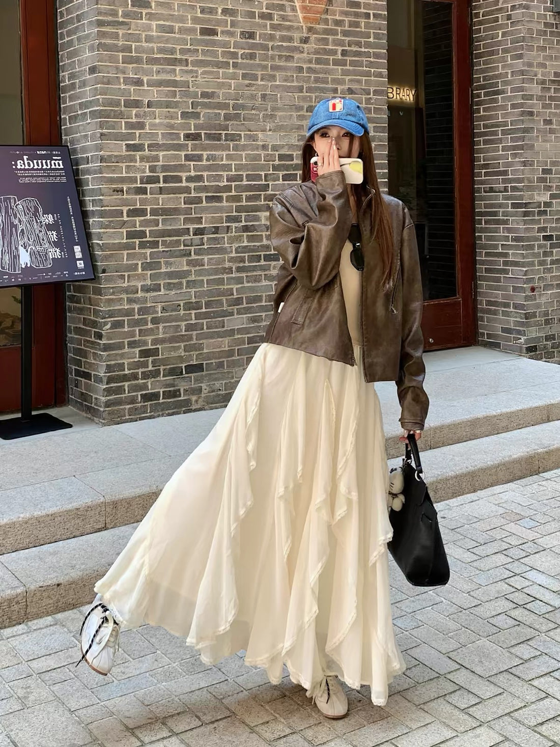 Beige Flare Long Skirt SK41