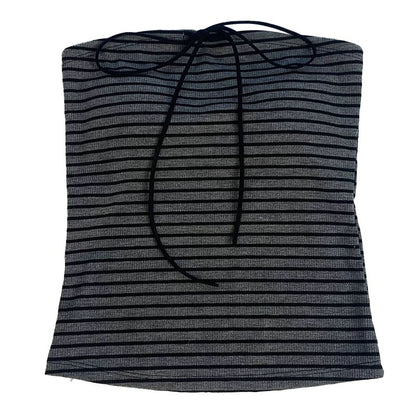 Black Stripe Grey Tube Top