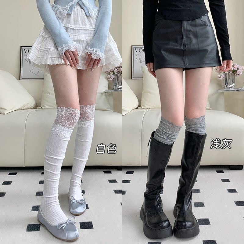 S003 Lace Cotton Long Socks