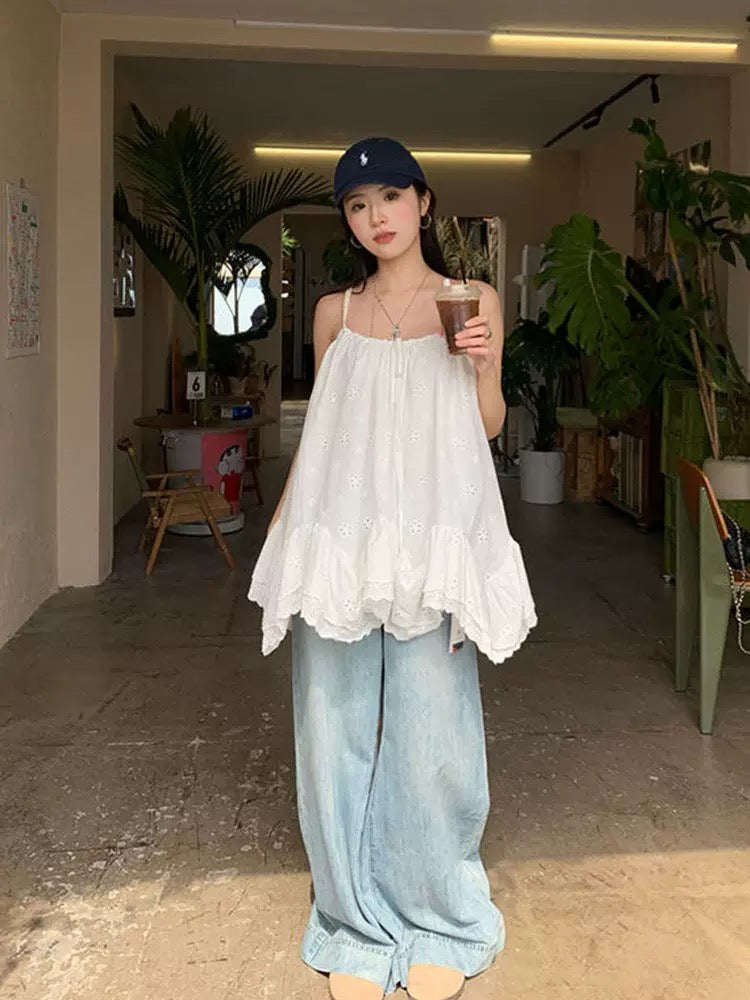 White Strap Dolly Top