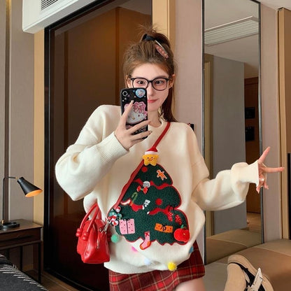 Christmas Tree Knitted Long Sleeve Top
