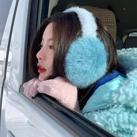 Blue Furry Earmuffs