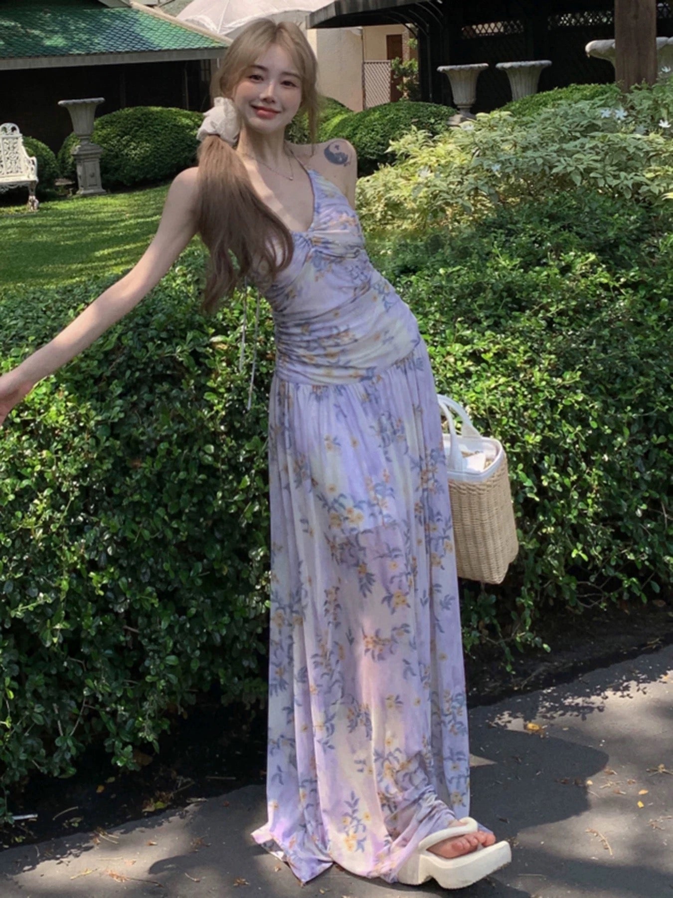 Floral Purple Mesh Dress