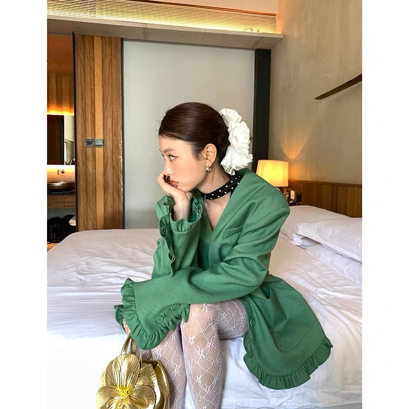Green Blazer Long Sleeve Jacket