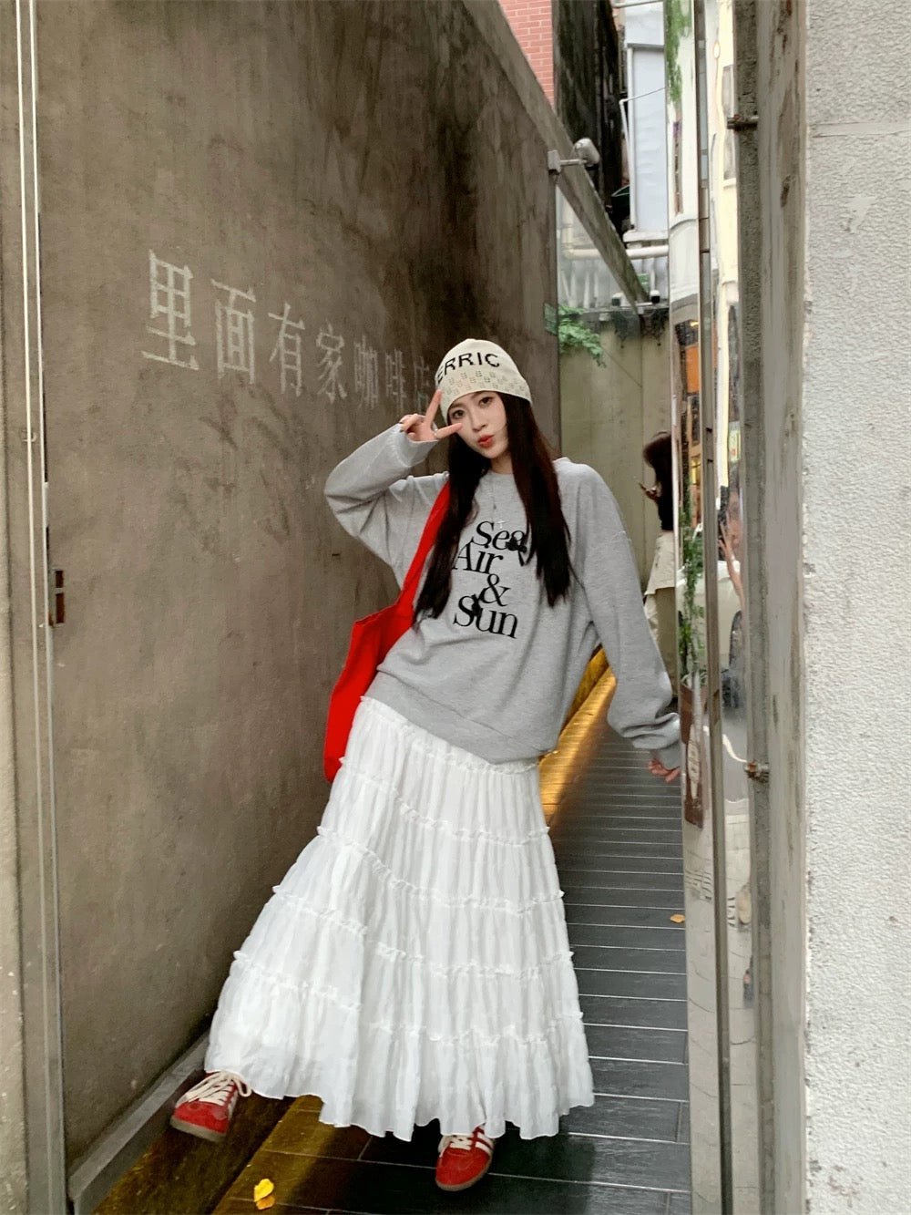 White Five Layered Long Skirt