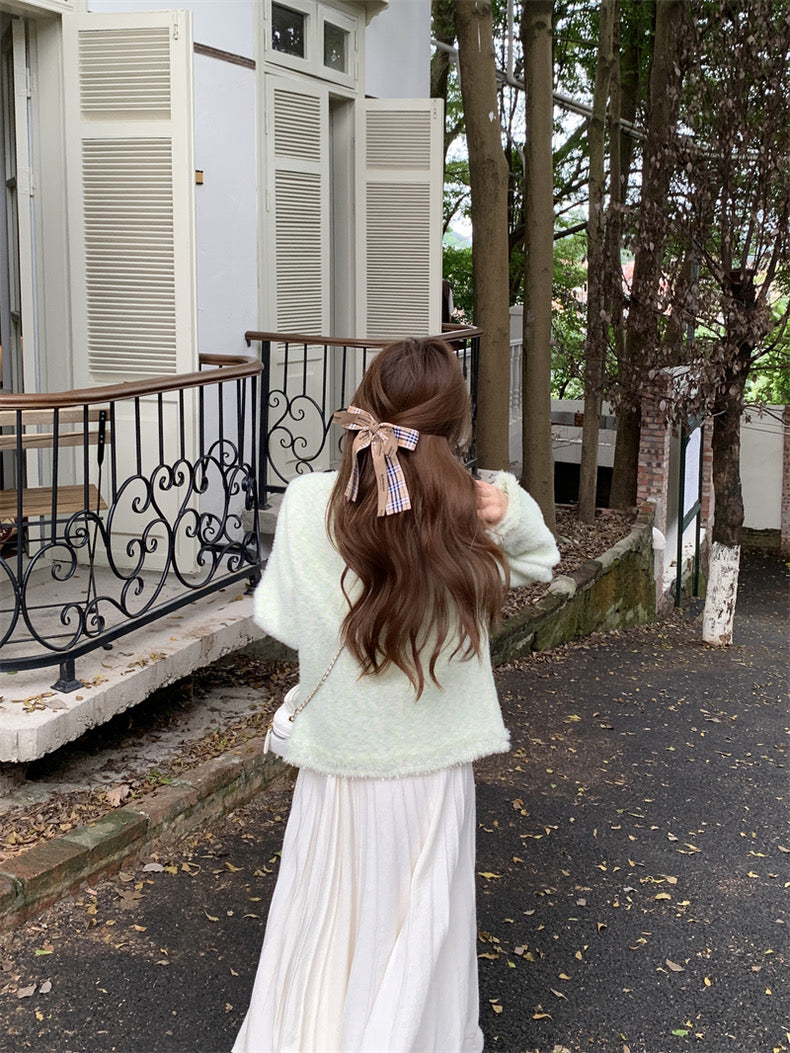 Milky Mint Fuzzy Cardigan Top