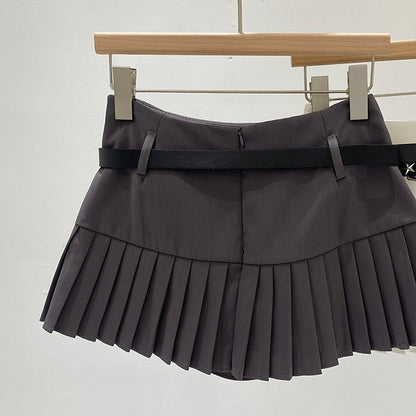 Middle Waist Pleated Skirt