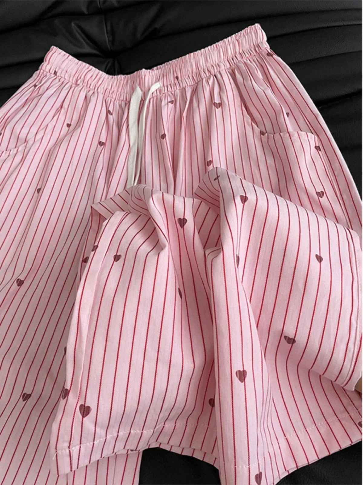 Pink Heart Prints Long Pants