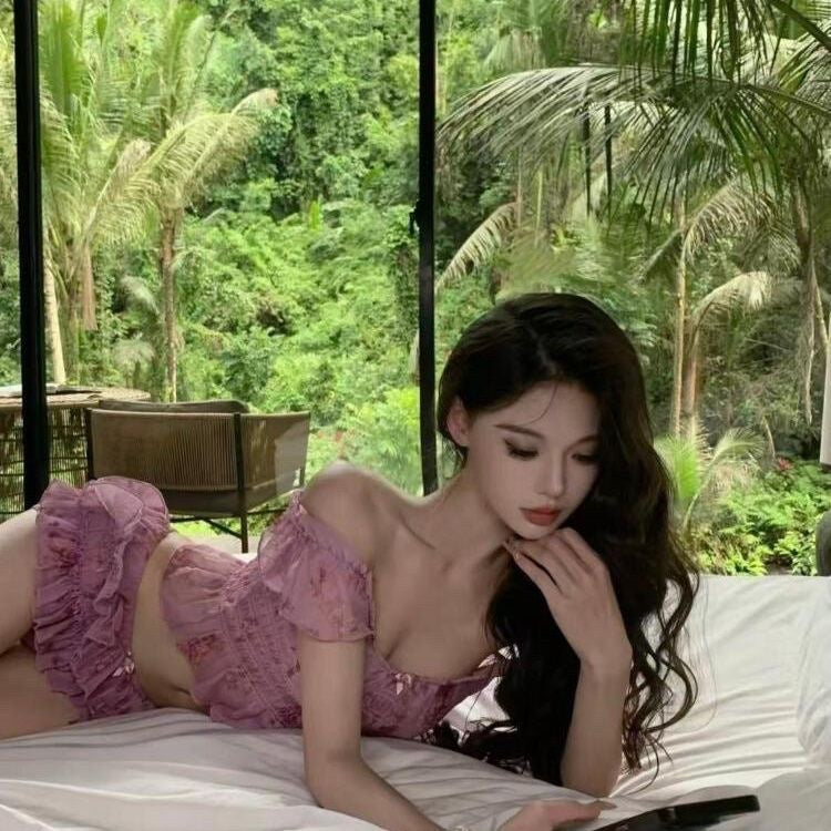 Pink Chiffon Bikini BK41 Two Piece Set (S, M)