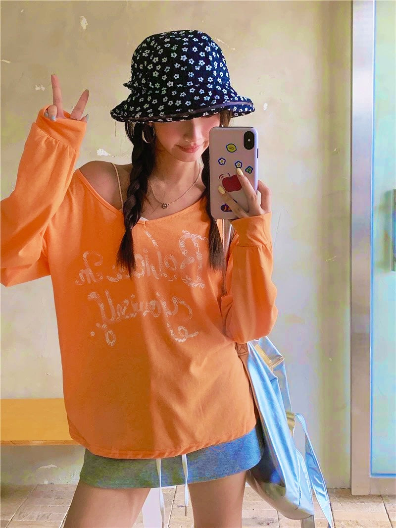 Orange Long Sleeve Top