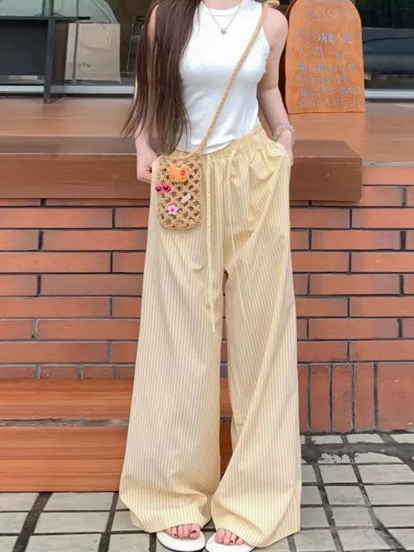 Yellow White Stripe Long Pants