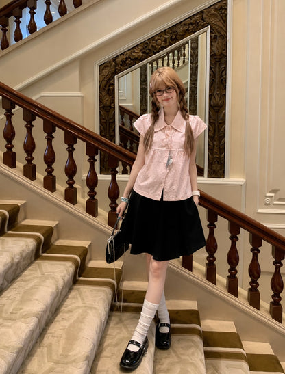 Grey Dot Pink Top (S, M)