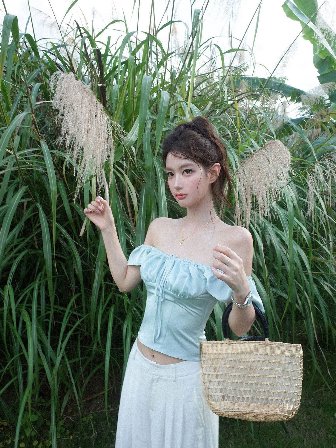 Blue Flare Sleeve Top