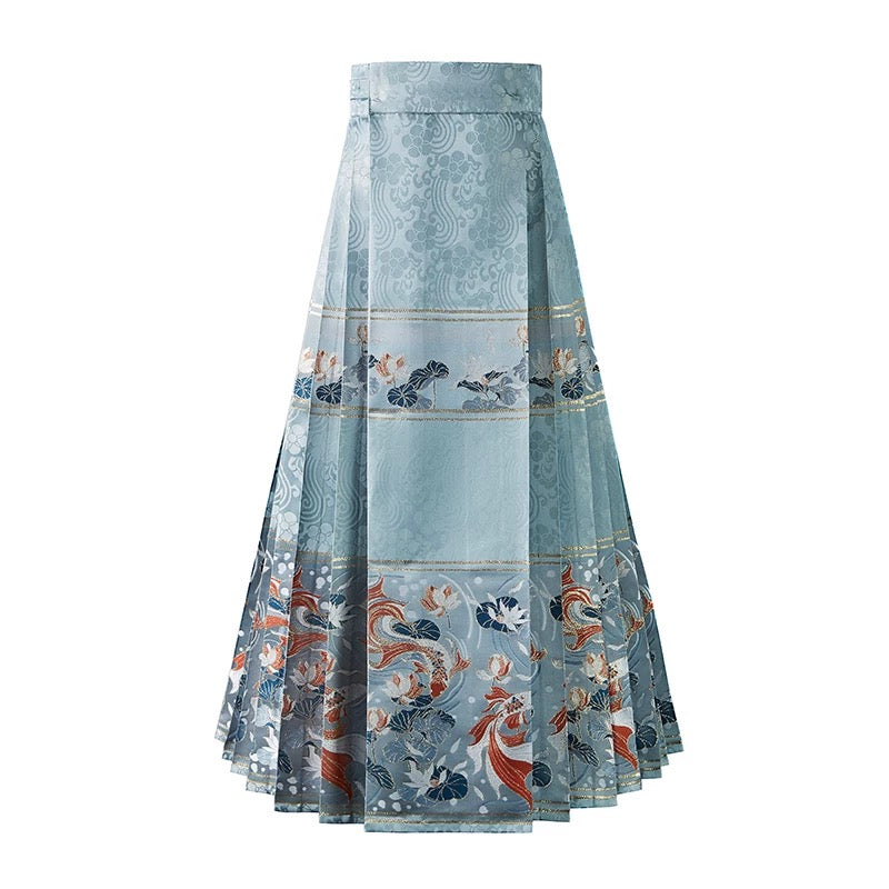 Xing Pond Blue Long Skirt