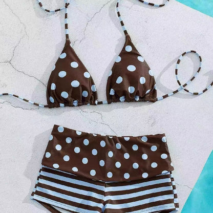 Blue Polka Dot Bikini BK57 Two Piece Set (S, M)