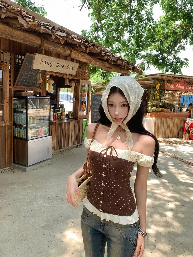 Chocolate Polka Dot Top