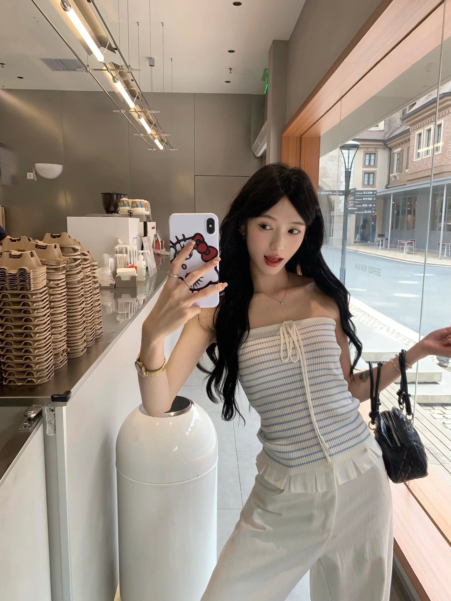 Blue Stripe Tube Top