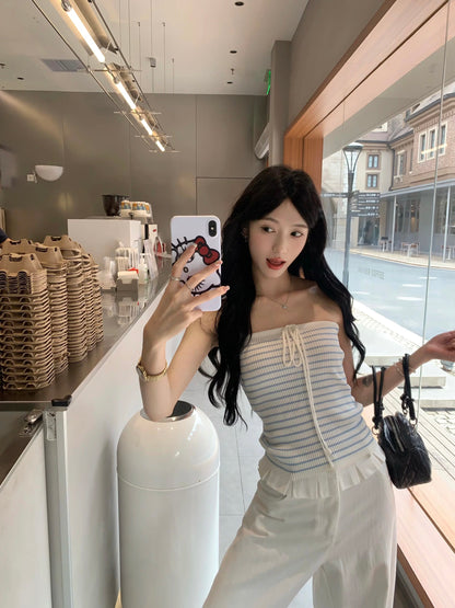 Blue Stripe Tube Top