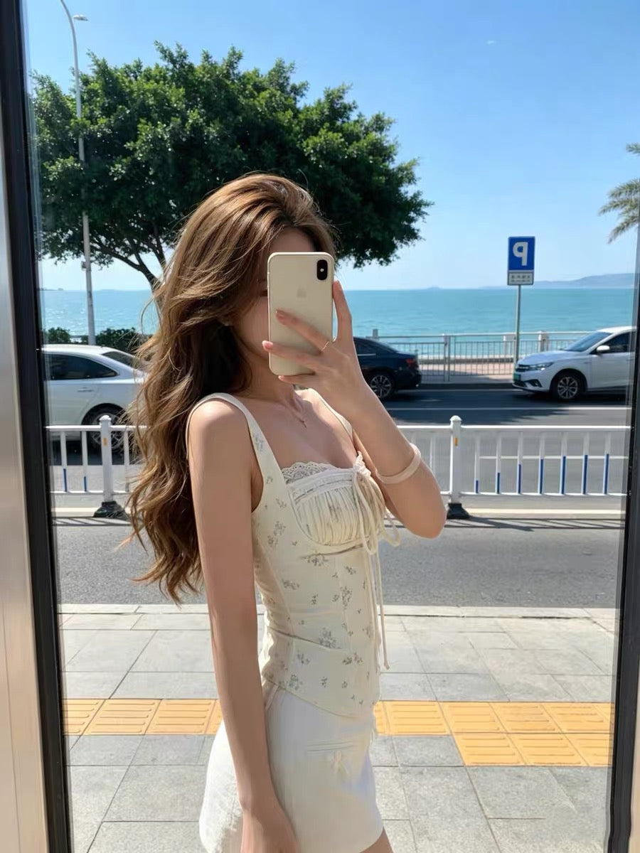 Sleeveless Lavender Beige Top
