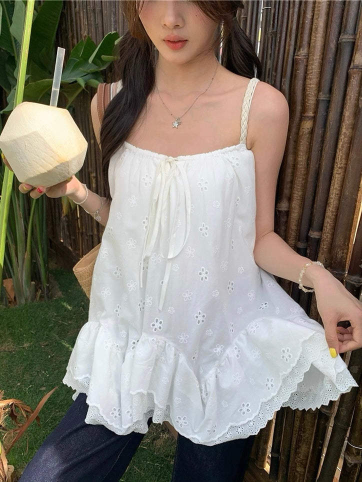 Thin White Strap Dolly Top