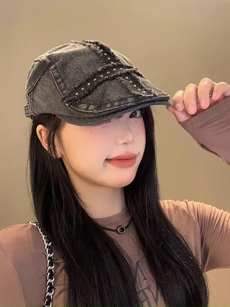 Denim Cross Drawing Hat
