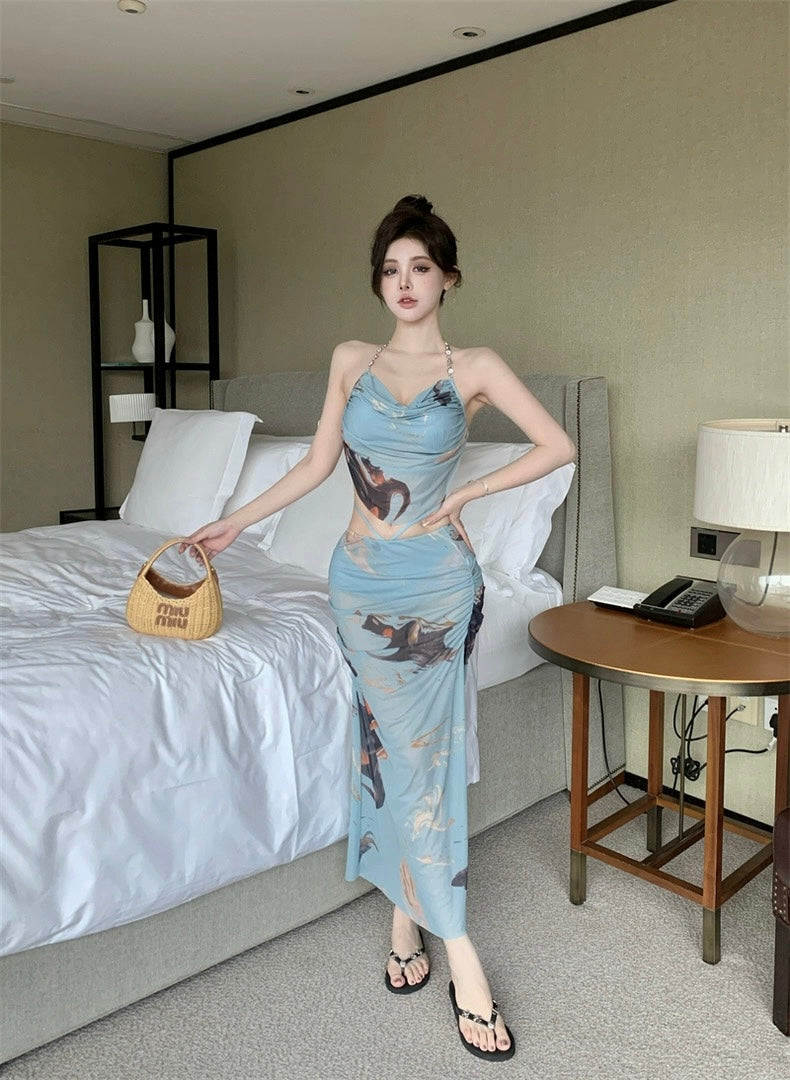 Ombre Mint Blue/ Purple Bikini BK26 Three Piece Set (S)