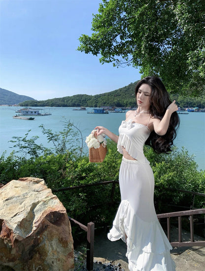 White Tube Top + Skirt Two Pieces Set