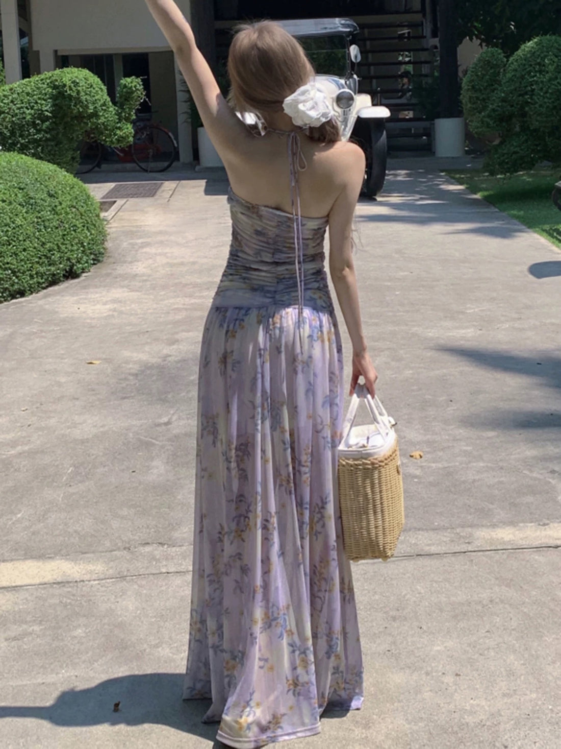Floral Purple Mesh Dress