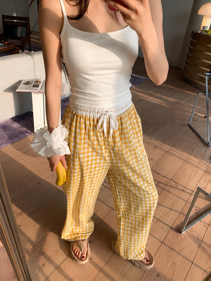 Yellow Ginham Long Pants