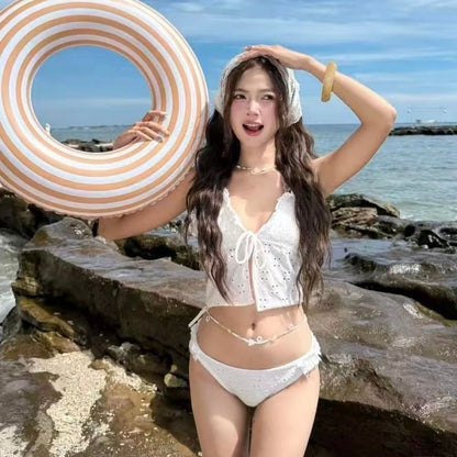 Bikini BK22 Two Piece Set (White , Black)