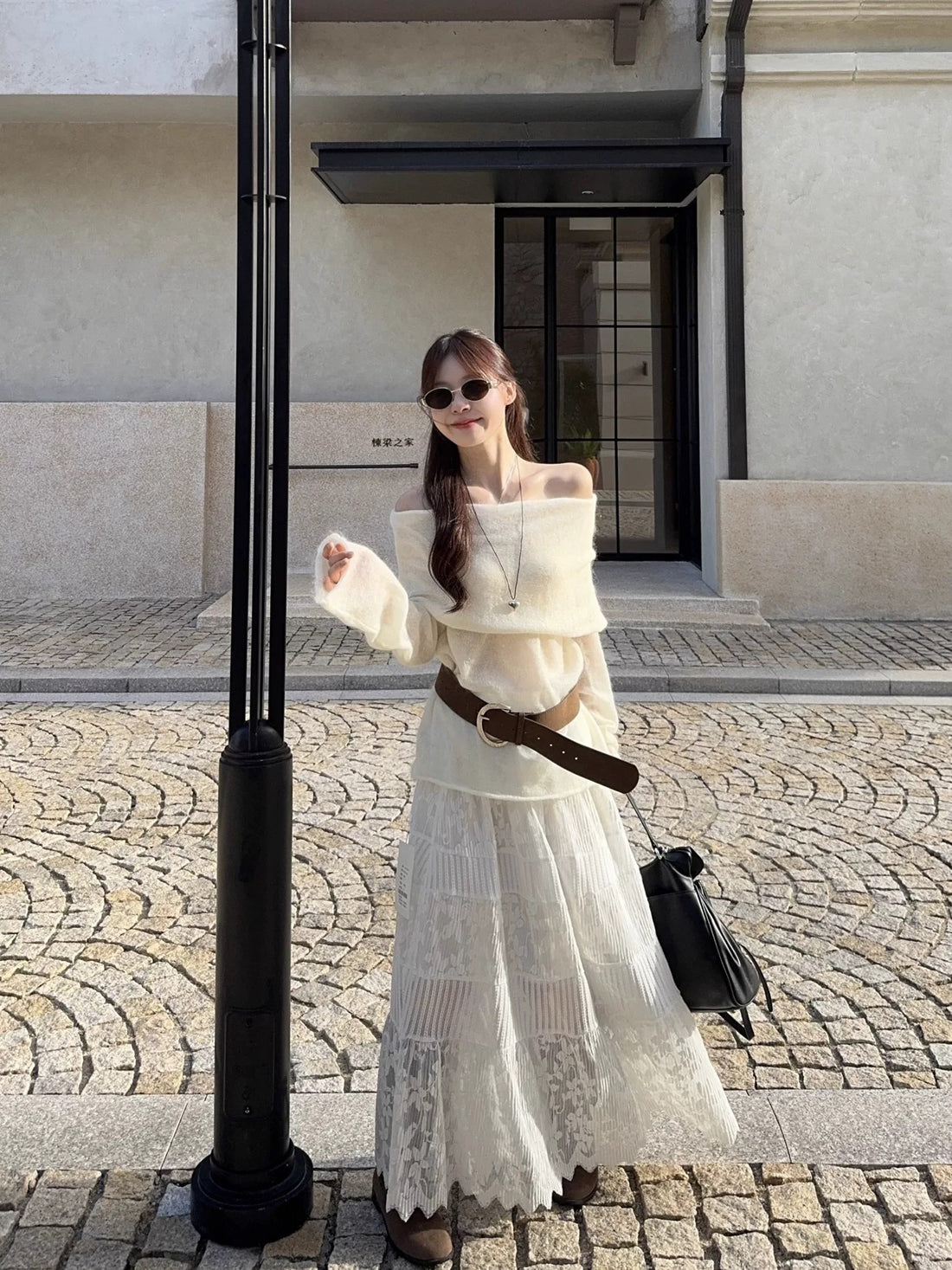 White Laces Long Skirt SK33