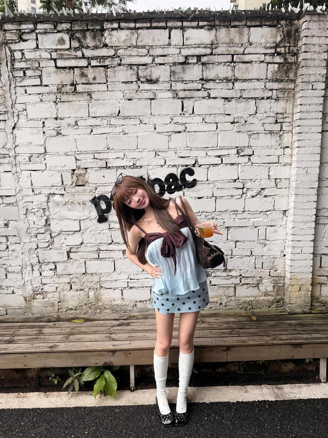 Choco Blue Top + Skort Skirt Set (S, M)