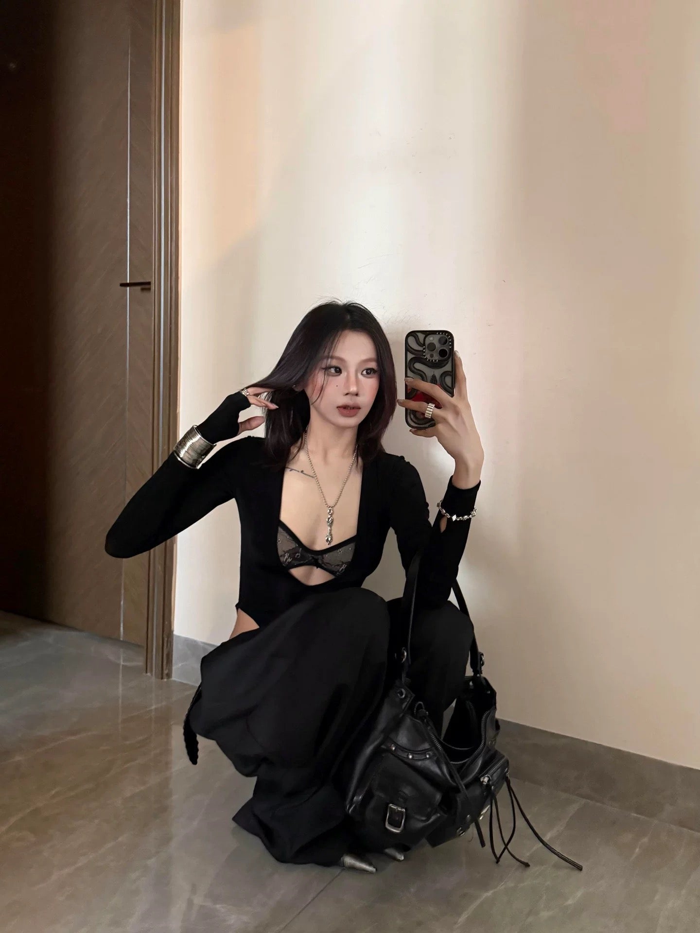 Sexy Mix Laces Long Sleeve Suit