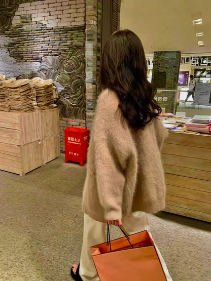 Brown/ Purple/ White Fuzzy Cardigan