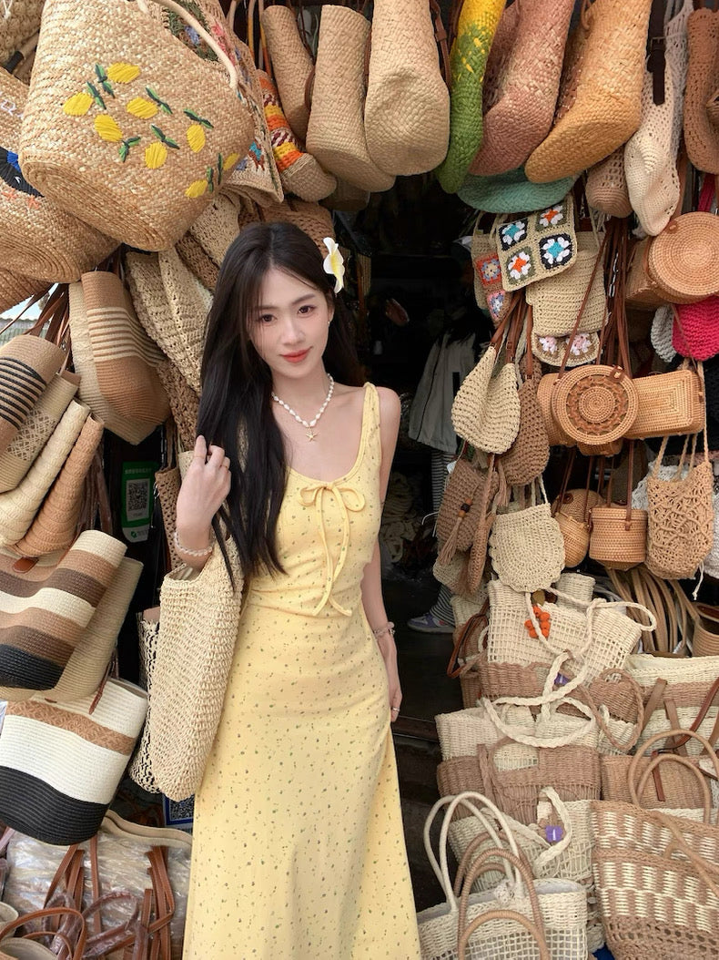 Mini Flo Prints Yellow Long Dress
