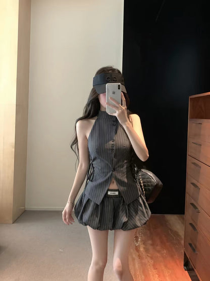 Stripe Top + Skort Two Piece Set (补货中）
