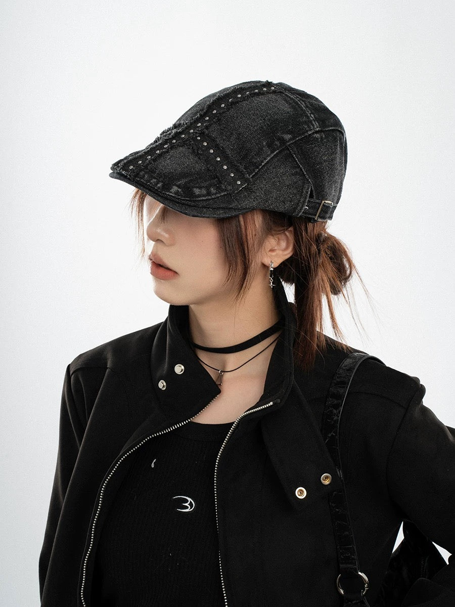 Denim Cross Drawing Hat