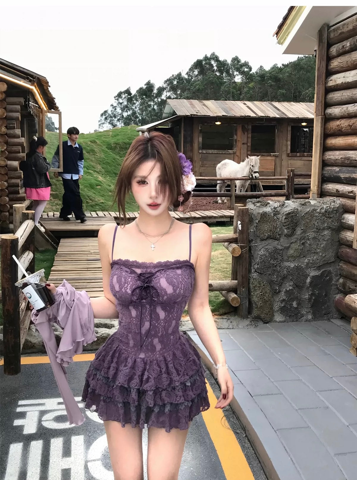 Purple Cardigan + Dress Set