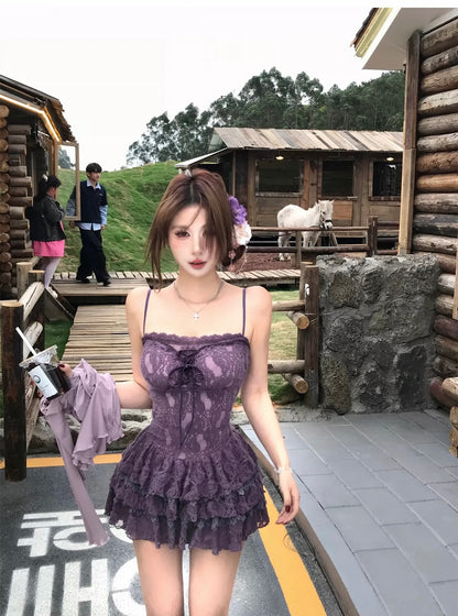 Purple Cardigan + Dress Set