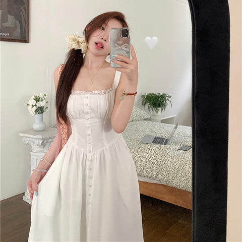 Meliy White Long Dress  (S, M)
