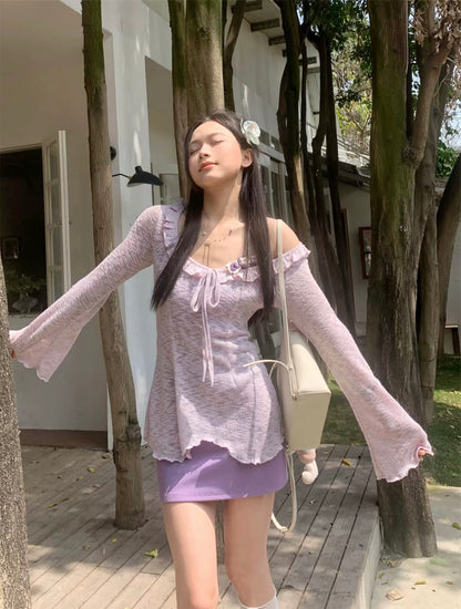 Purple Dress Two Pieces Set