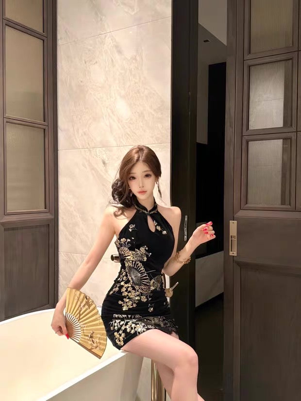 Black Cheongsam CD031 Short Dress (S, M)
