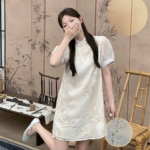 Cream Cheongsam Dress (M, L)