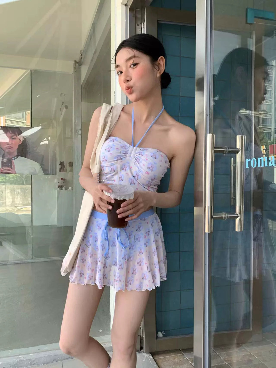 Teddy Tube Top + Skirt Bikini BK33 Two Piece Set