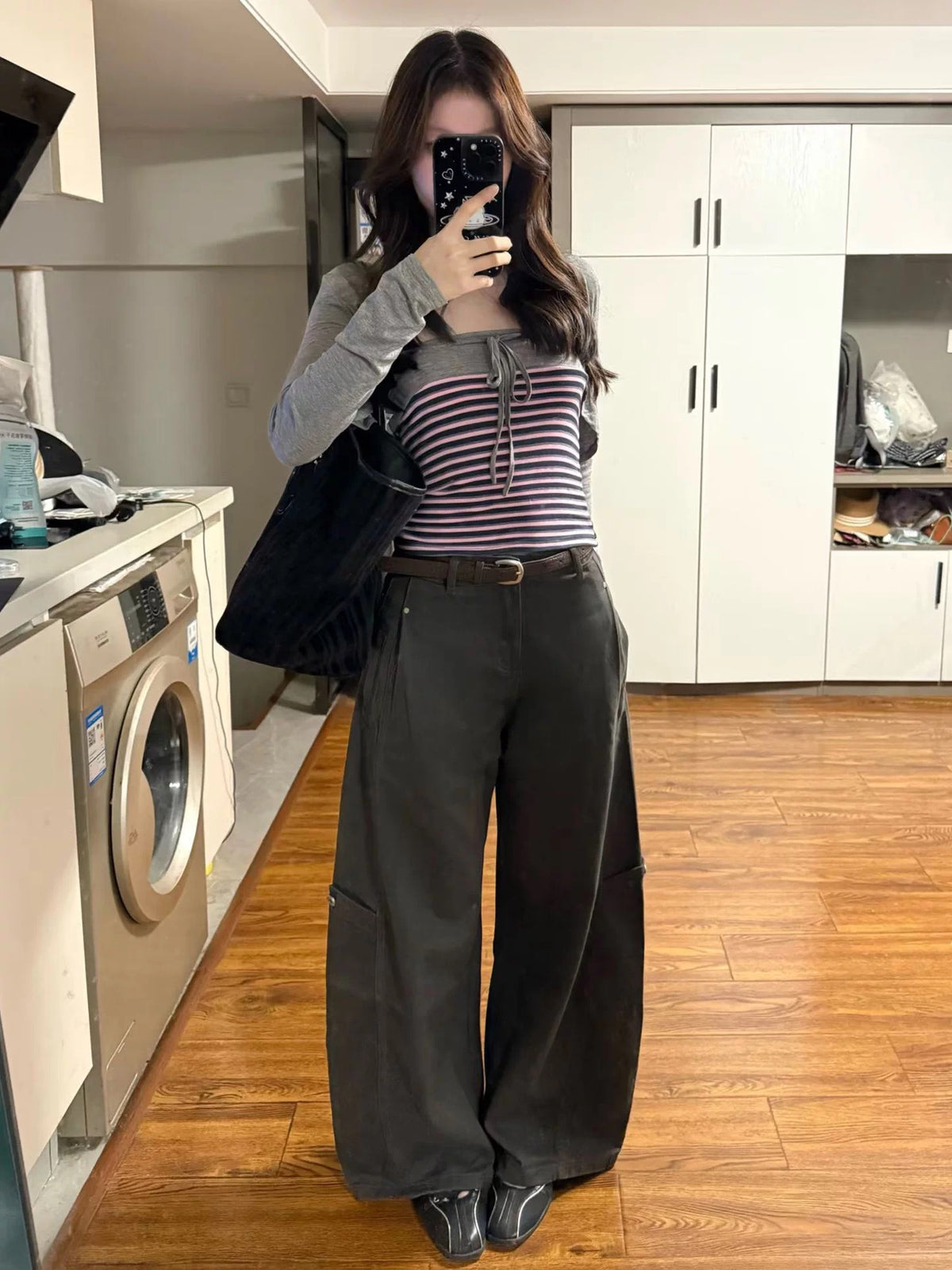 Pink Stripe Knitted Top + Cardigan Two Piece Set