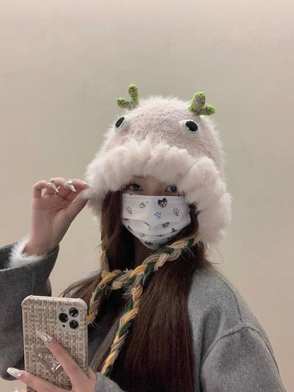 Furry Cute Monster Hat (3 Colours)